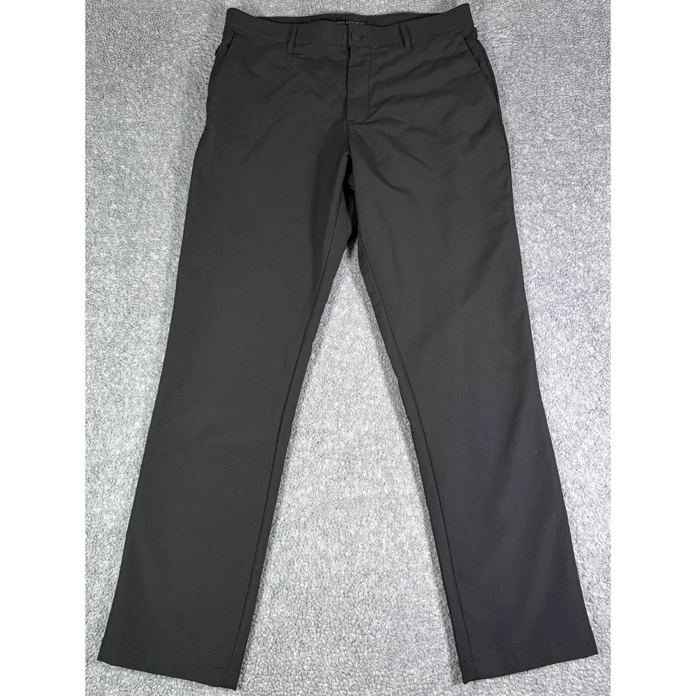 Banana Republic Pants Men 34x32 Black Performance Stretch Travel Golf Zip Pocket